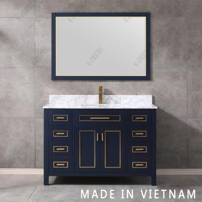 China Navy Modern Bule 48 Inch Bathroom Vanity Solid Wood Cabinet And Sink for sale