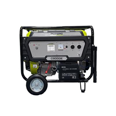 China Potere Plastic Automatic Voltage Regulator 6KW 6.5Kw 220V 17L /S 25L Dynamo Engine Power Generation Gasoline Generators for sale