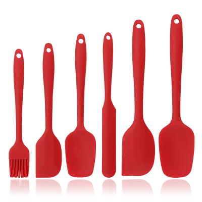 China Workable 6 Piece Amazon Silicone Scraper Set Baking Tool Cake Cream Spatula Batter Mixer Knife Butter Silicone Scraper for sale