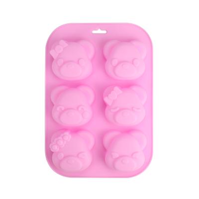 China Sustainable Shape Baking Tools Custom Bear Form Non Stick Rice Silicone Cake Mold for sale