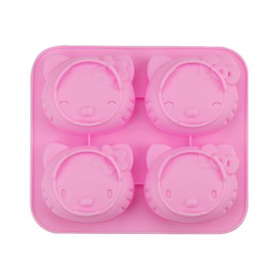 China Sustainable Shape Custom Baking Tools Cat Shape Rice Silicone Cake Mold for sale