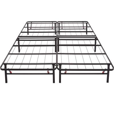 China Folding All Size Wholesale High Quality Steel Slat Support Wrought Iron Anti-Slip Bi-Fold Platform Bed Base Foldable Metal Bed Frame for sale