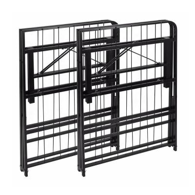 China Wholesale Super Black Iron Tube Frame Queen Size Folding Single Bed Frames Easy Assembly Folding Metal Tube Bed for sale