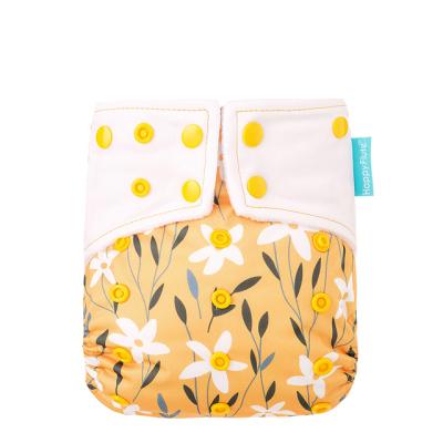 China Printed Happy Groove Pul Cloth Material For Baby Cloth Diapers Washable Reusable Diapers Double Gussets AI2 Diaper for sale