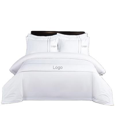 China Wholesale 200tc-1000tc Hotel Bedding Set Nondisposable Five Star Bed Linen Quilt Cover Sheet Set White Cotton for sale