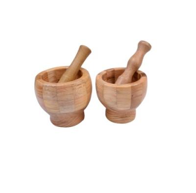 China Sustainable Factory wholesale wooden garlic masher bamboo Mortars Pestles for kitchen for sale