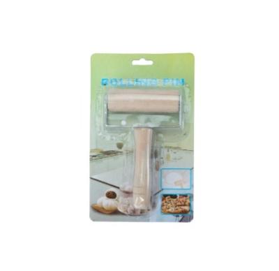 China New Product Sustainable Stainless Steel Pizza Dough Roller Pin With Wooden Handle for sale