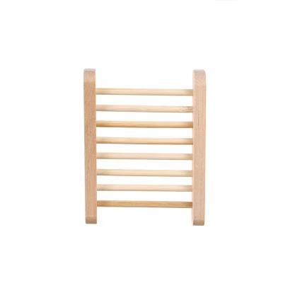 China Minimalist Portable Natural Self Draining Soap Rack Bathroom Bar Bamboo Wooden Soap Holder for sale