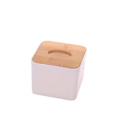 China Minimalist Multifunctional Bamboo Blanket Tissue Holder Towel Organizer Container Square Tissue Box for sale