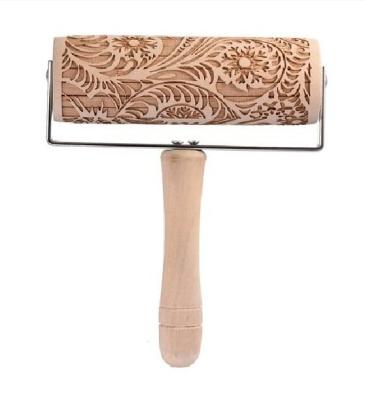 China Rolling Pin Christmas Wood Engraved 3D Sustainable Embossed Pin With Christmas Pattern for sale