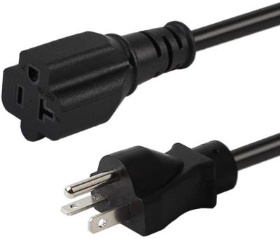 China US Standard Plug Flame Retardant PC Computer Wire 3 Core Rubber Power Cable Manufacturer Stripped and Tinned to US Power Cord for sale