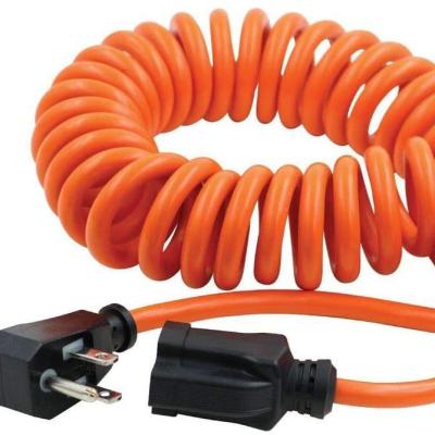 China High Quality American Build US Power Cable Assembly Over Molding IEC320 C13 C19 AC Spring Spiral Coiled Curly Power Cord for sale