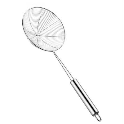 China Durable Kitchen Utensils Solid Stainless Steel Spider Strainer Skimmer Pocket Cooking Frying Wire Strainer for sale