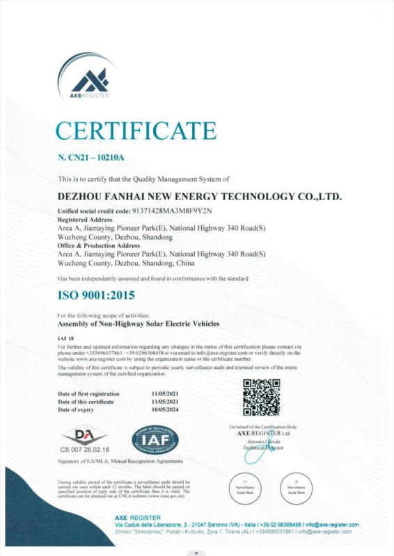 ISO9001:2015 - Blavalauto Co., Ltd.