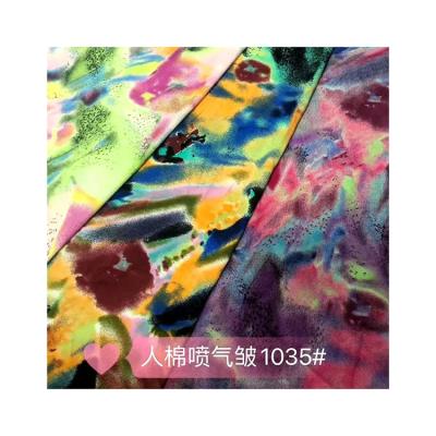 China Sustainable Tie Dye Print Fabric High Quality Rayon 45s Printed Fabric for sale