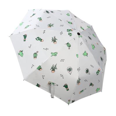 China Minimalist Pattern Umbrella Printing Cactus Outdoor Parasol And Rainproof Umbrella for sale