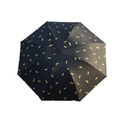 China Minimalist Black And White Feather Printing Pattern Umbrella Simple Portable Pocket Umbrella for sale