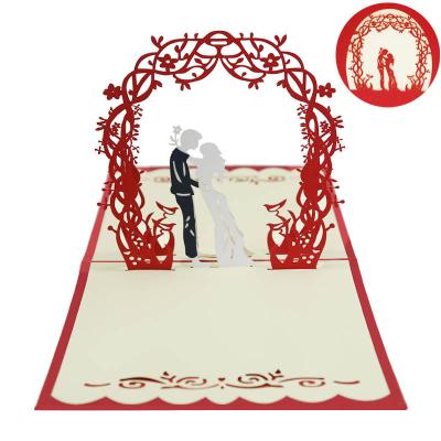 China Amazon Cheapest Hot Sale 3d Paper Pop Up Love Wedding Greeting Card Pop Up Invitation Card Thank You Card for sale