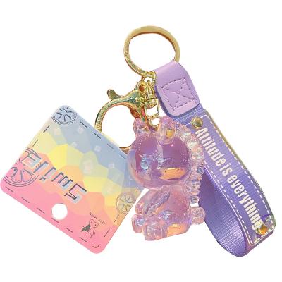 China Souvenir Gifts Promotion Plating Cute Luxury Metal Schoolbag Unicorn Key Chains Colorful Pendant Gift For Girls for sale