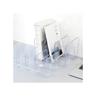 China 2022 Updated Product Eco-Friendly Buy Thickened Storage Divider Shelf Desktop Acrylic Data Rack Bookends Book Holder Desktop Organizer for sale