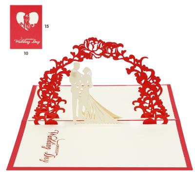 China Amazon Cheapest Hot Sale 3d Paper Pop Up Love Wedding Greeting Card Pop Up Invitation Card Thank You Card for sale