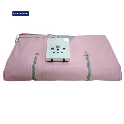 China Skin Tighten Wallybeauty 2 Zones Body Slimming And Portable Far Infrared Heated Detox Sauna Blanket for sale