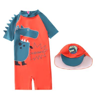 China Boys Anti-UV Anti-UV Swimwear Kids Two Piece Sets, With One Piece Rashguard And Swimming Hat for sale