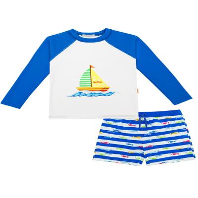 China Boys Anti-UV Printed Trunks Comfortable Solid Kids Swim Rashguard And Boxer Set for sale