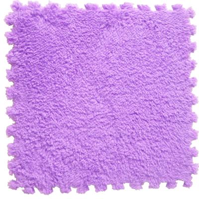 China PVC+Polyester Large Area Blanket Jigsaw Puzzle Play Mat Tiles Crawling Baby Fuzzy Plush Floor Mat for sale