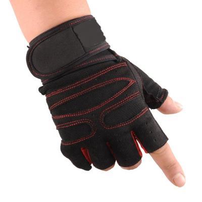 China Polyester Weight Lifting Men/Women Gym Workout Training Bodybuilding Dumbbell Fitness Finger Protector Gloves for sale