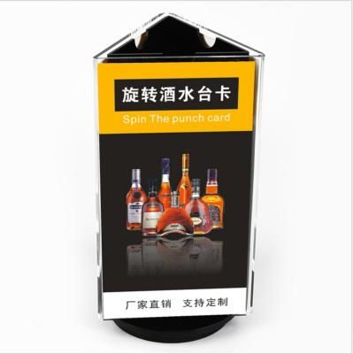 China Mordern Beverage Card Table Card Display Card Menu Rotating Triangle Acrylic Three Desk Position for sale