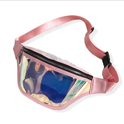 China Water Proof Sports Fanny Pack Mobile Phone Running Waterproof Bag PU Trunk Bag Transparent Reflective Cross - Body Bag Fanny Laser Pack for sale