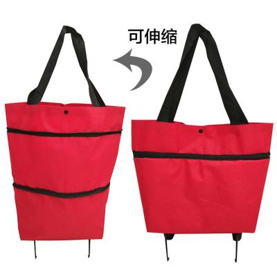 China Vendors Household Folding Telescopic Portable Shopping Trolley Eco Friendly Bag With Wheels Printed Shopping Trolley Bag for sale