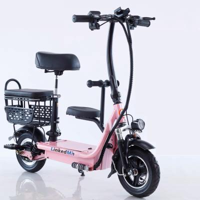 China Aluminum alloy pink city electric bicycle with moped large capacity with child seat mother and baby bicycle for sale