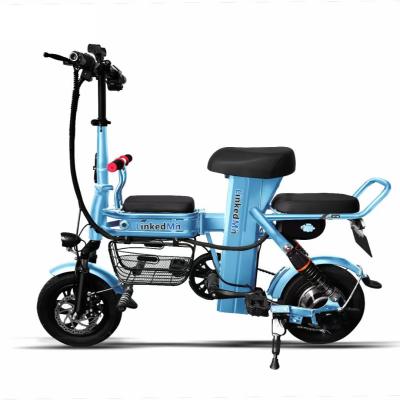 China Aluminum alloy adult bicycle with children seat folding mini electric bicycle mini bike to take children three-seater bicycle for sale