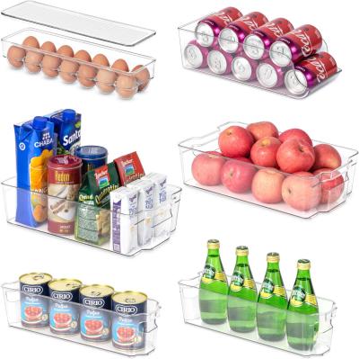 China 6 Pack Fridge Organizer Bins 4 Soda Egg Holder Drawers+1 Dispenser+1 Viable Plastic Free Clear BPA Food Storage Container for sale