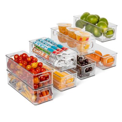 China Freshness Preservation Set 4/6/8 Small Size Refrigerator Food Storage Bins Fridge Organizer With Drain Removable Fridge Organizer Bins for sale