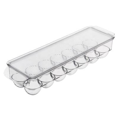 China Viable Fridge Egg Container Keeping Fresh Box Kitchen Egg Storage Racks Transparent Fridge Organizer for sale