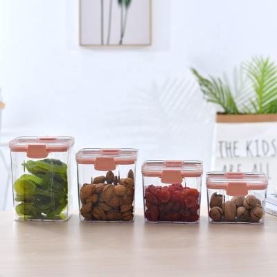 China Freshness Preservation Household Storage Square 4pcs Food Containers Plastic Transparent Sealing Sealing Tank for sale