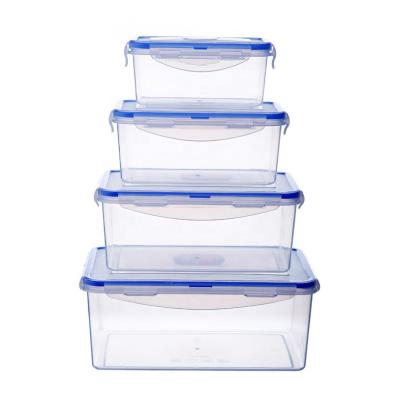 China Freshness Preservation Plastic Amazon Square Kitchen Food Storage Container 4 Pieces Preservation Plastic Fresh Food Container for sale