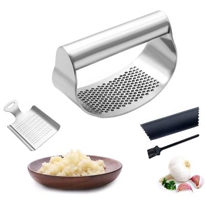 China Hot Selling Quality Stocked 4 In 1set Stainless Steel Garlic Presser Chopper Professional Kitchen Items Vegetable Tools for sale