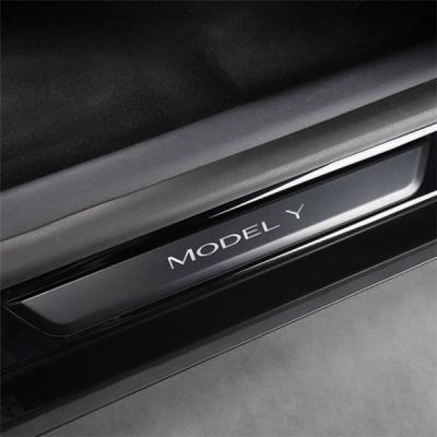 China Bling Bling Crystal 4 Pcs/Set Tesla Model 3 Illuminated Door Sill Protector With Led Light Pedal Docking Door Sills Scuff Plate For Tesla Model 3 Y for sale