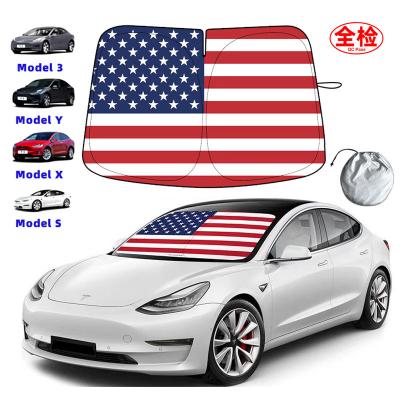 China Wholesale High Quality Geometric Car Sunshade Car Sunshade Foldable Front Windshield Sunshade For Tesla Model 3 for sale