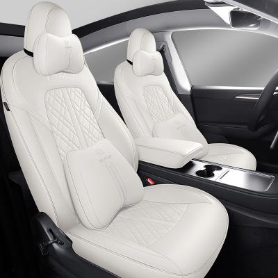 China 2022 Sports Tesla Model 3 Seat Cover Nappa Leather Car Seat Covers Fully Wrapped Seat Protector Fit For Tesla Model Y for sale