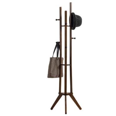 China Contemporary Bamboo Floor Standing Coat Hanger Rack Living Room Bedroom Standing Shelf 5 Hooks Home Furniture for sale