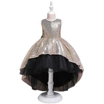 China Anti-wrinkle Gold Girl's Sequined Dress Fishtail Princess Skirt for sale