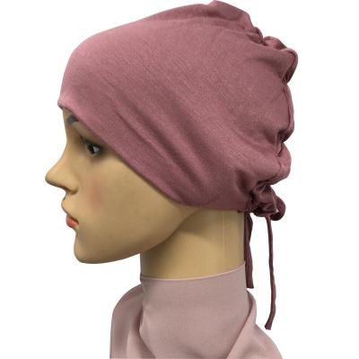 China Islamic turbante women garment hijab tank top underscarf cotton head wrap elastic back soft cowl turban islamic tie neckerchief for sale