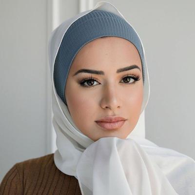 China Garment 2020 Fashion Headscarf Turban Hats For Women Muslim Hijab Stretch Turban Female Ribbed Tank Top Under Scarves Headwrap Hood for sale