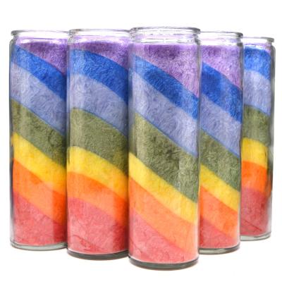 China Flameless Religious Candles Blessing Magic Ritual Wax Column Rainbow Divination Seven Candles Seven Chakras Rainbow Candles for sale