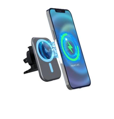 China HTMZ Car Electric Magnetic Car Wireless Charger, 15W Qi Air Vent Phone Holder 360 Rotation Fast Charging Car Phone Mount Compatible with iPhone for sale